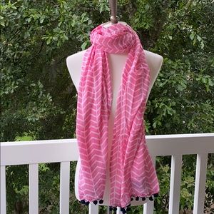 NWT Malabar Bay Pink + Navy Pom Pom Scarf Sarong